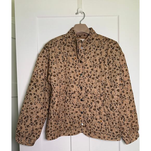 Saltwater Luxe Quilted Leopard Print Jacket Size MEDIUM Brown - Picture 1 of 14
